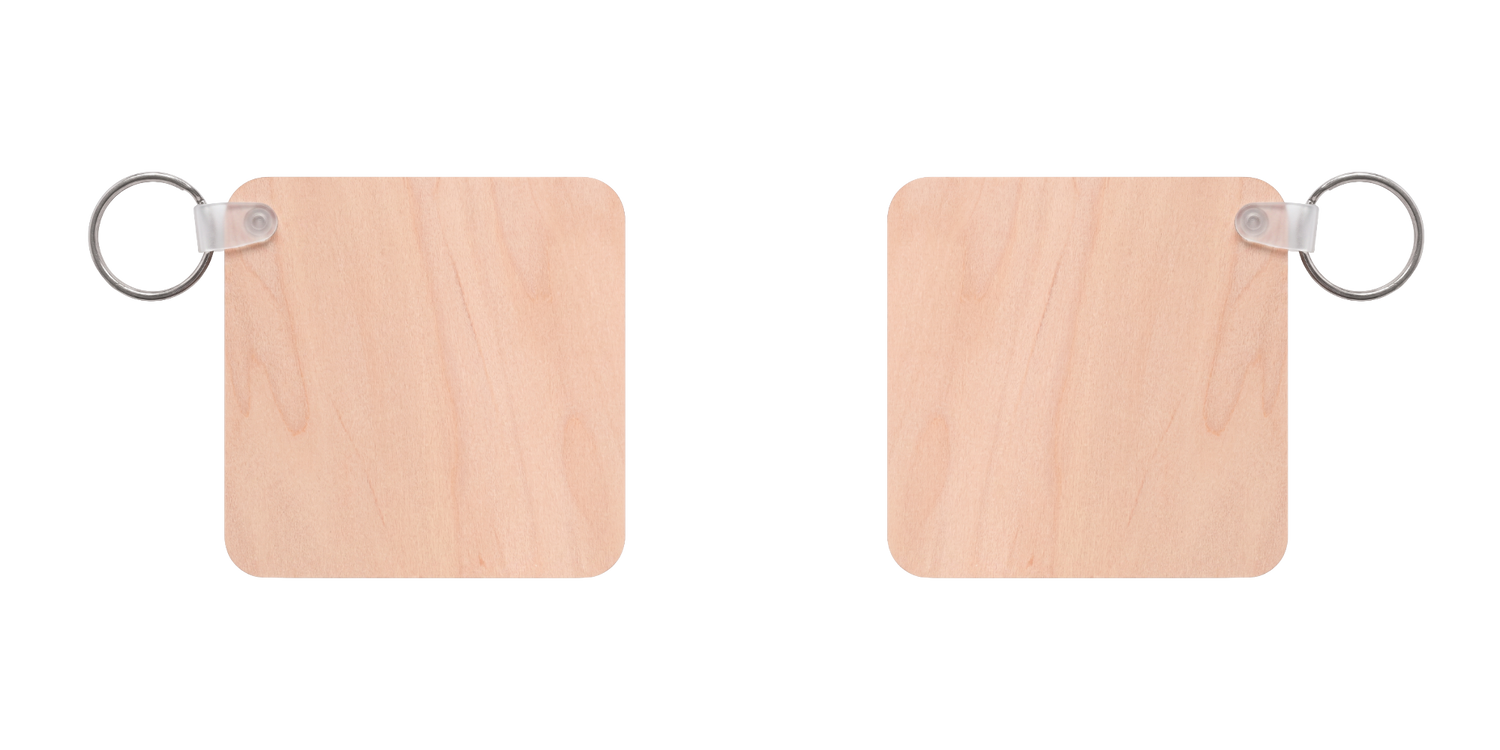 Sleutelhanger Hout vierkant
