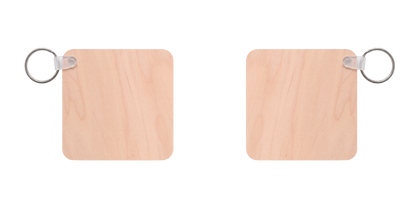 Sleutelhanger Hout vierkant