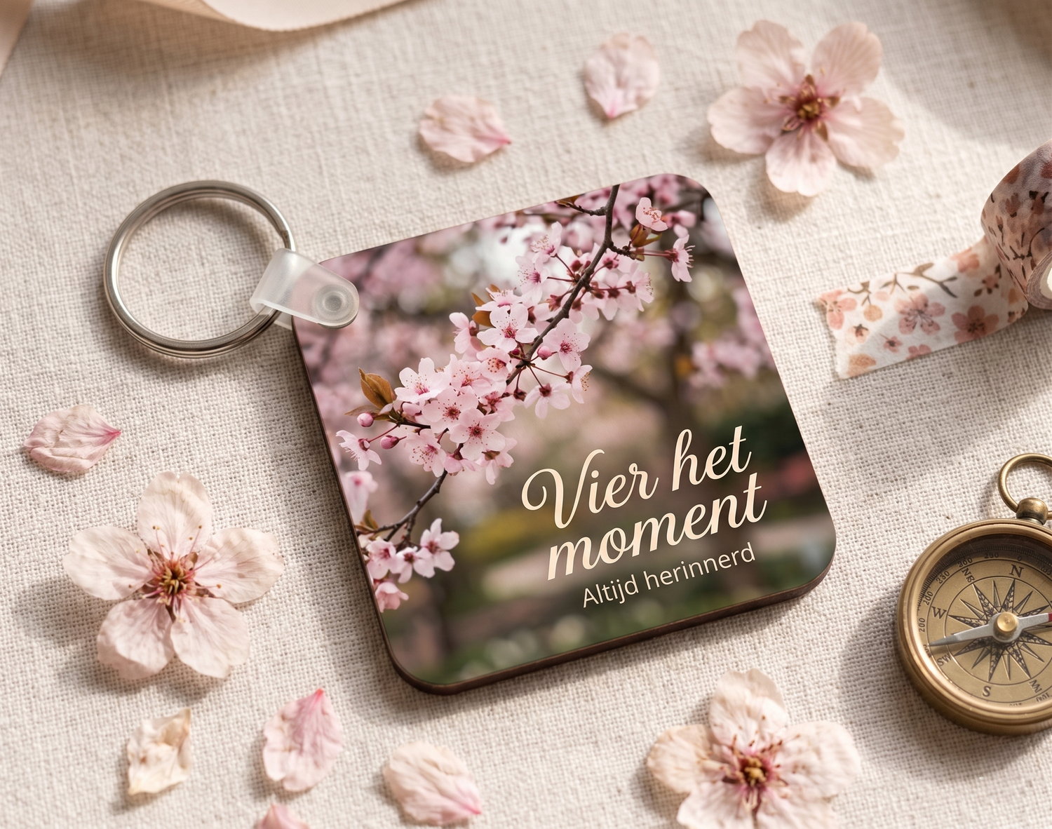 Sleutelhanger Hout vierkant