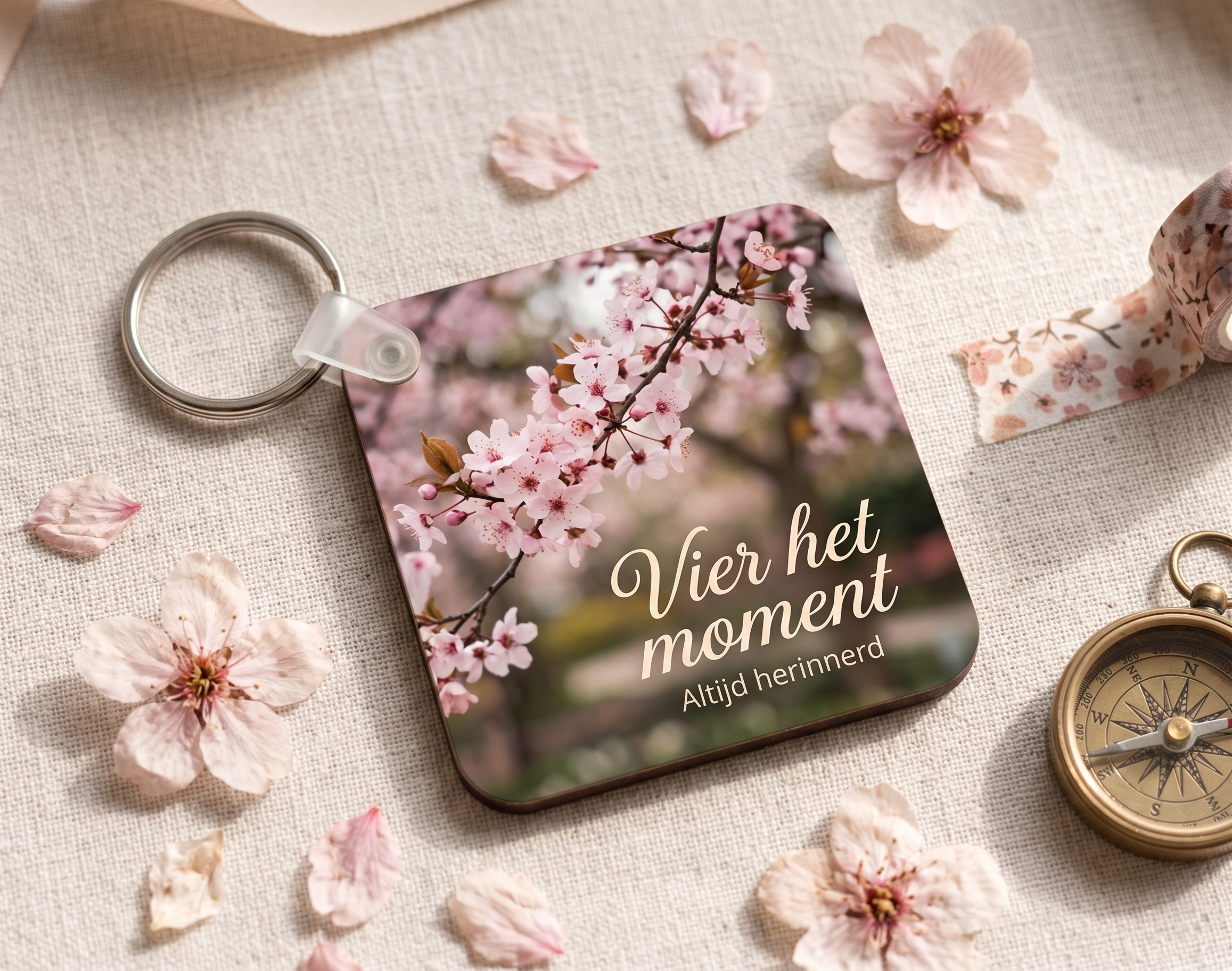 Sleutelhanger Hout vierkant