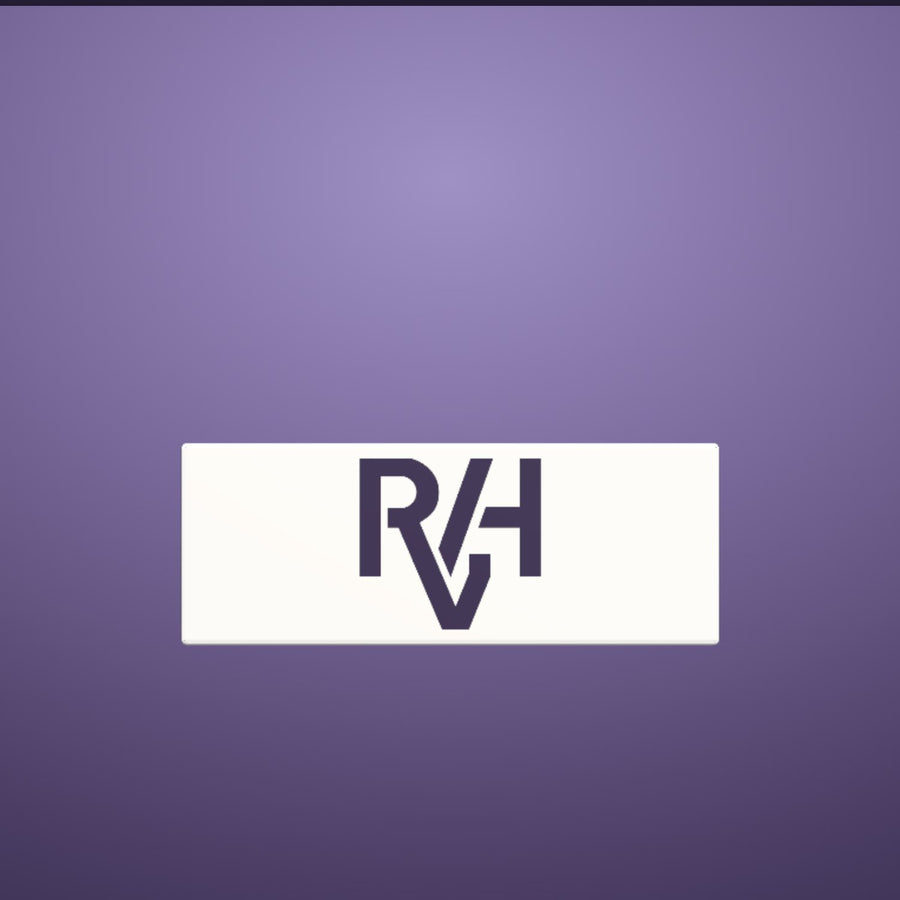 Voorbeeld met het RVH-monogram, gerenderd in de ontwerpstudio