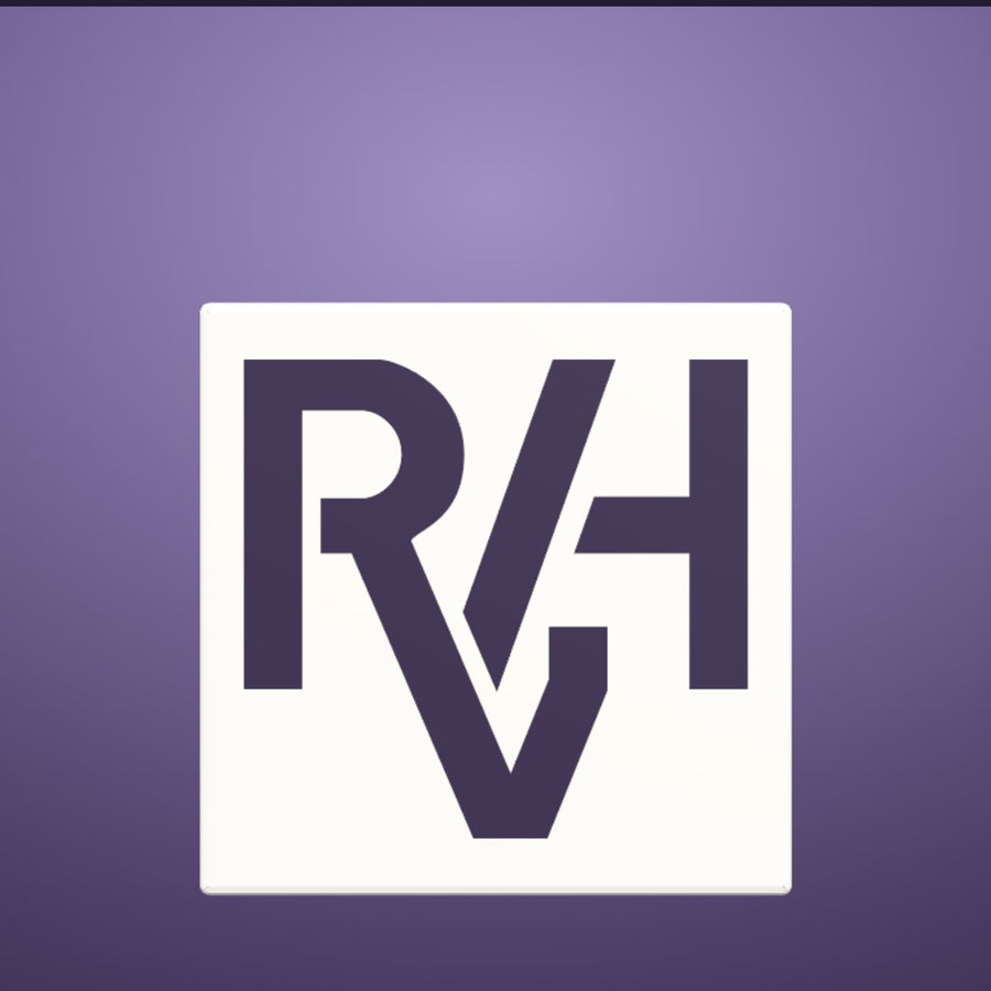 Voorbeeld met het RVH-monogram, gerenderd in de ontwerpstudio
